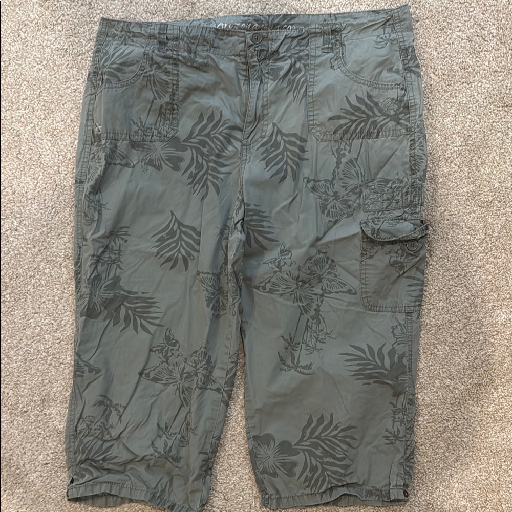 Arizona Jean Company Kids Shorts - Gray-Green Tropical Patterned - Plus Size